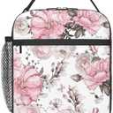 VANZEV Pink Floral Lunch Box for Kids Adults Girls Boys Flower Rose Lunch Bag Cooler Tote Reusable Insulated Lunch Bag Container Gifts for Office Picnic Travel Work School