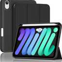 ProCase for iPad mini 7 A17 Pro 2024/iPad Mini 6 2021 8.3 Inch iPad mini 7th/6th Gen Case with Pencil Holder, Trifold Stand Smart Folio with Soft TPU Back Cover for iPad mini 8.3" 7th/6th Gen -Black