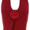 Naileksi Women Halter Neck 3D Floral Rib-Knit Top Tank Y2k Sexy Sleeveless Backless Open Front Slim Fit Sweater Vest, S