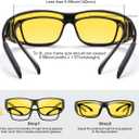 FAGUMA Night Vision Driving Glasses Fit Over Glasses Wrap Around Glasses for Men Women HD Anti Glare Yellow Lens