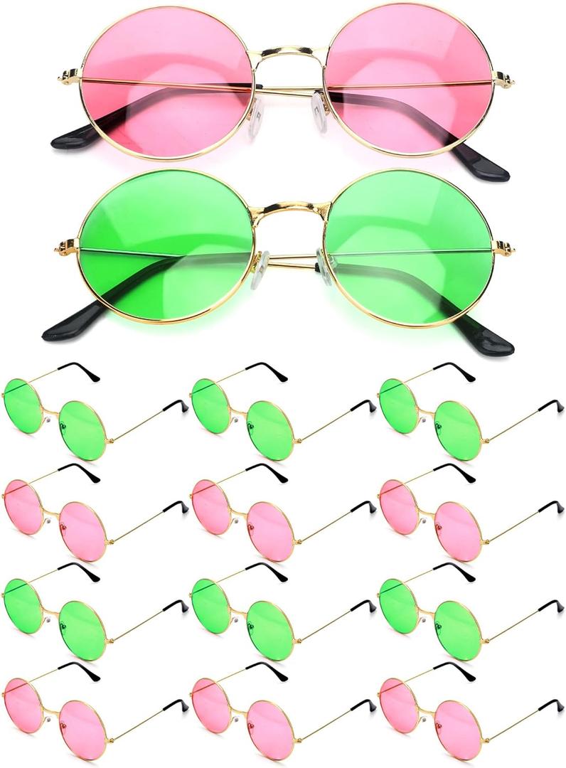 Flutesan 12/24 Pcs Pink and Green Sunglasses Witch Themed Party Favor Princess and Witch Sunglasses Birthday Party Photo Prop