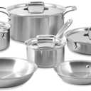 All-Clad D5 Brushed 5 Ply Stainless Steel Cookware Set 10 Piece w/ Frying Pans, Pots and Pans Set, Induction, Oven Broiler Safe 600F, Silver