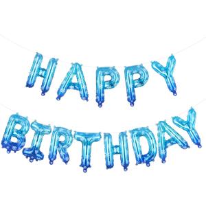 5 x 1 Set Snowflake Happy Birthday Balloon Banner for Frozen Party Decorations Blue Bday Banner for Kids Birthday Winter Wonderland Party Decor