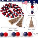 Equsion Wooden Bead Garland with Tassels, Extra Long Fireplace Wood Bead Garlands Rustic Farmhouse Vintage Boho Beads Garland for Party Home Decor Tiered Tray Decorative Beads(Red, White, Blue)