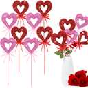 Soulchen 8 Pcs Valentines Day Heart Picks Tree Topper Decorations 15.7 Inch Heart Picks Extra Large Red Pink Glitter Foam Decorations for Valentine's Ornaments Centerpiece Table Decor(Glitter)