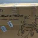 Walkers for Seniors, 2 in 1 Rollator Walker with Seat, 10" Front & 8" Rear Big Wheels, Walker Wheelchair Combo, Foldable Transport Chair, Adjustable Handles Height, 310 Lbs Capacity, Purple
