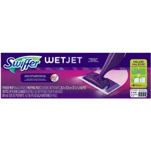 Swiffer WetJet Starter Kit, Includes: 1 Power Mop, 5 Pads, Solution, Batteries, 6 Piece Set