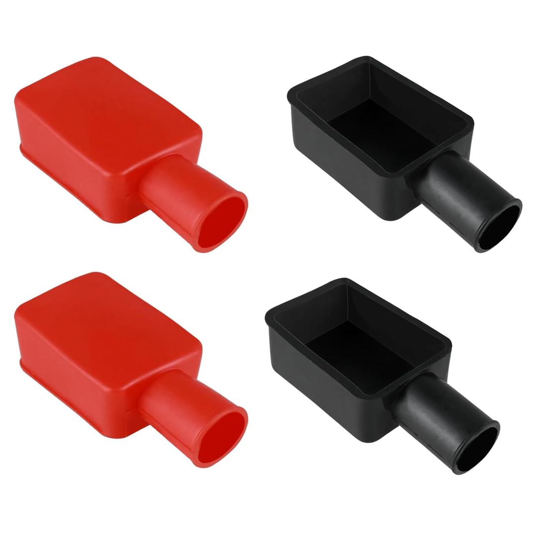 simarro 4 Pcs Battery Terminal Covers, Insulating Battery Terminal Protector, Positive and Negative Cable Covers in Red and Black for Boat Cars Electric Bikes Trucks