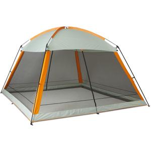 Amazon Basics Screened Canopy Tent, 12 x 12 ft with Zippered Enclosure, UPF50+ Sun Protection, Bug-Free Outdoor Shelter for Camping, Parties and Events, No Floor