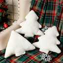 Shappy 3 Pcs Winter Tree Pillows Pine Stuffed Tree Shaped Cute Soft Throw Decorative Cute Pillows for Winter Party Outdoor Home Cushion Decorations, (White)