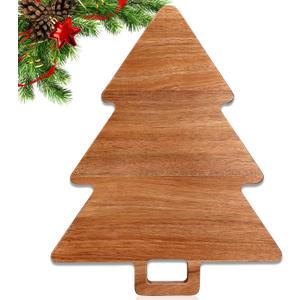 Christmas Kitchen Decor Tree Charcuterie Board Gift Acacia Wood Cutting Board with Handle Holiday Decorations Platter Wooden Xmas Cheese Boards Decorative Charcuterie Board Food Serving Tray
