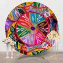 TTshouse 7.2FT Ethiopian Basket Pattern Round Backdrop, Fabric Cover Only, Transnational Habesha Handmade Africa Ethiopia Background Wall for Wedding, Baby Shower & Birthday Parties, Style C