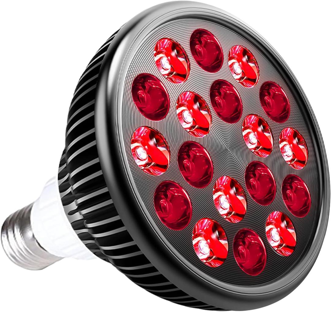 wolezek Red Light Therapy Bulb, 18 LEDs Red Light for Body and Face with 660nm and 850nm Near-Infrared Combo Wavelength, Infrared Light Therapy Lamp Device for Skin Care Pain Relief (Only Bulb) (Red - Bulb)