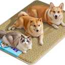 Dog Cooling Mat 36"x28", Waterproof Summer Dog Bed Mat for Big and Large Pets, Pet Cooling Mat for Crate Kennel, Natural Rattan Straw Pad, Anti-Slip Cool Mattress for Indoor and Outdoor Use (X-Large)