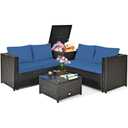 Mondawe 4 Pieces Outdoor Patio Rattan Furniture Set with Loveseat and Storage Box