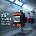LE LEMATEC Digital Air Pressure Regulator with Locking Valve for Air Slip Prevention, 1/4 NPT Inline Airflow Regulator Up to 160 PSI for Air Compressor, HVLP Spray Paint Gun & Pneumatic Tools (DAR03B)