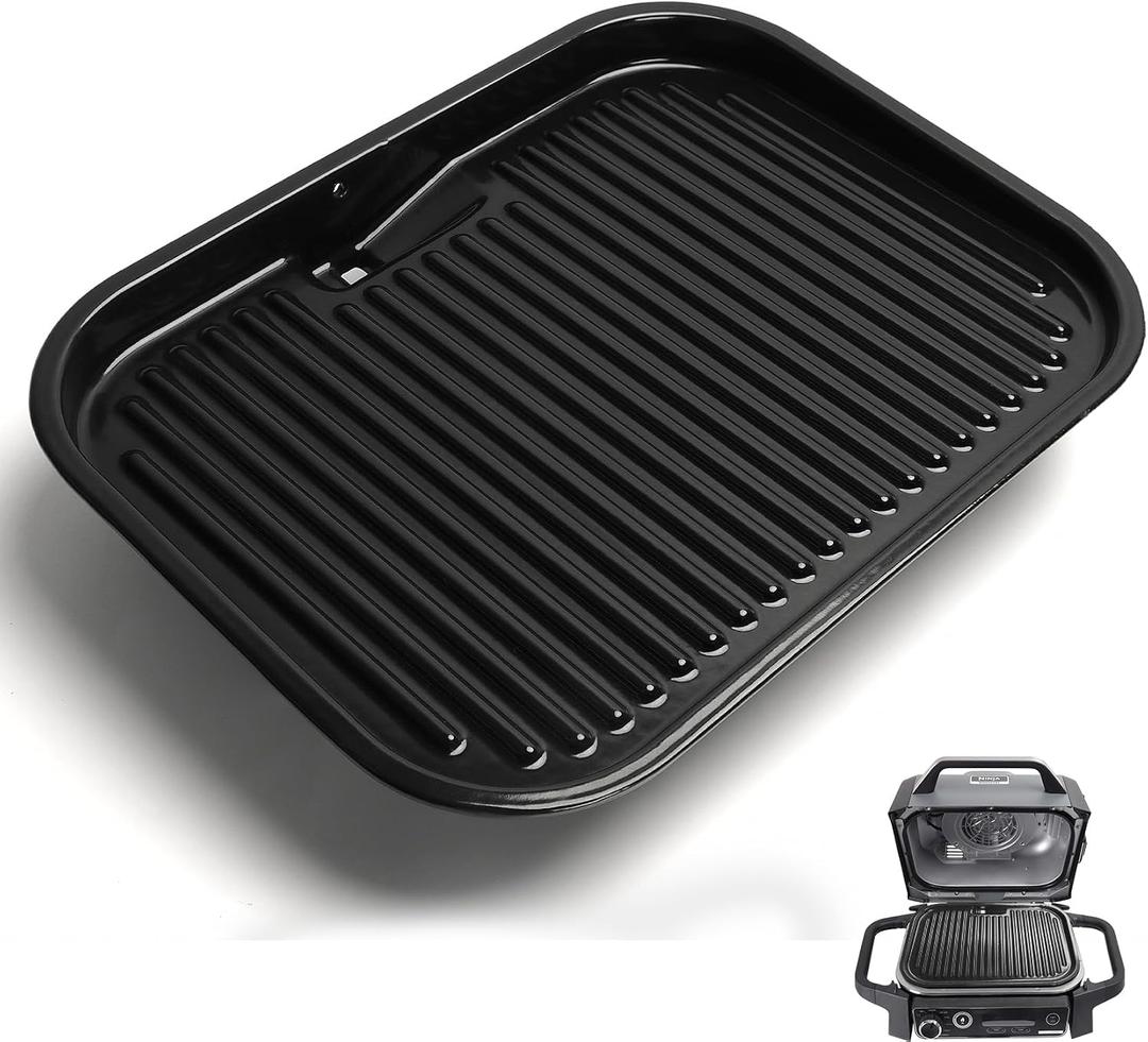 Cast Iron Griddle for Ninja Woodfire OG700 Series Grills, Grill Griddle Pan for Ninja XSKGRDPLT Woodfire Outdoor Grill Flat Top Griddle Plate Accessories, Polished Porcelain Coated, Thickened