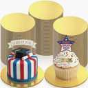 LemonRoad 4 Inch Cake Boards Mini Round Cake Stands Dessert Displays Tray Proof Grease Mousse Cupcake Base Disposable Circle Plate for Graduation Mother's Day Wedding Birthday Party(Golden,150 Pcs)