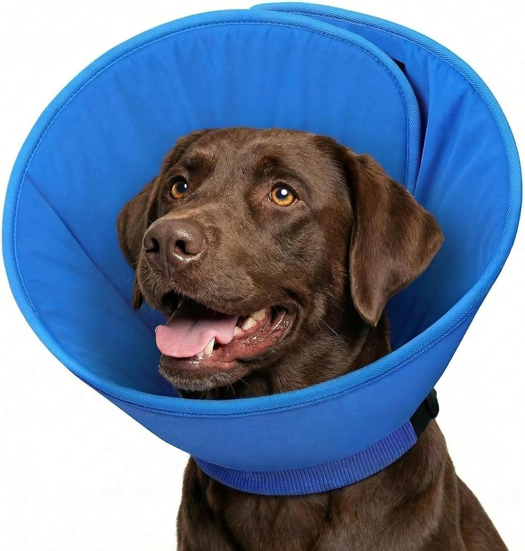 SUNFURA Dog Cones for Large Dogs, Soft Pet Cone Stop Licking After Surgery, Adjustable Pet E-Collar Alternative for Wound Healing, Blue X-Large