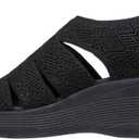 Skechers Women's PIER-LITE - MEMORY MAKER wedge sandal, Black/ Black 9 M