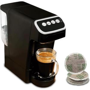 PeleCom Coffee Machine Compatible with Peet's Coffee Pods Fast Brewing Single-Serve Coffee Maker with Rich Flavor Extraction, Crema Layer, Space-Saving Sleek Design, Barista-Quality Taste Black