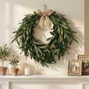 16" Heart Shaped Artificial Olive Leaf & Fruit Wreath - Realistic Green Olive Branches with Spring Floral Accents, Farmhouse Wall Door Wedding Arch Window Hanging for Indoor Outdoor