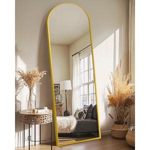 Delma Full Length Mirror, Large Floor Mirror for Wall, Bedroom, Bathroom, Living Room with Aluminium Frame (Stand, Arch 56x15-Gold)