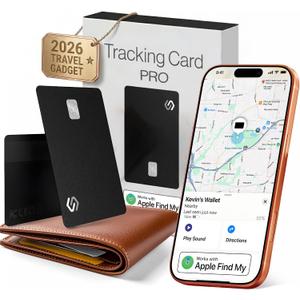 SPOTMINDERS Apple MFi Certified Wallet Tracker PRO for Travel Credit Card Design Works with Apple Find My IP68 Waterproof Rechargeable Tracking Card for Wallet Luggage Passport 0.07in Slim Item Finder