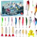 Fishing Advent Calendar 2025, 24 Days Christmas Countdown Fishing Lures & Tackle Gift Set for Men Teen Boys, Xmas Holiday Fish Bait Surprise Box for Adults Fishermen
