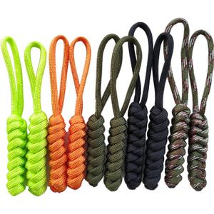 Paracord Zipper Pull 4" Knife Lanyards Keychain Backpack Lanyards Pull Hand Woven Pull Cord Zipper 10 Set