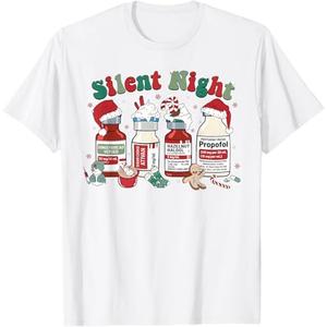 Retro Propofol Silent Night ICU Nurses Funny Merry Christmas T-Shirt
 XS
