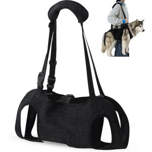 Shinylin Dog Carry Sling Emergency Backpack Pet Legs Support and Rehabilitation Dog Lift Harness Adjustable Lifting Straps Carrier for Senior Dogs Joint Injuries, Arthritis, Hiking, Skiing, Black(L)