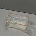 Hipiwe Gold Glass Decorative Rectangular Keepsake Shadow Box - Mini Garden Jewelry Display for Wedding Cards, Trinkets, Photos & Perfume - 8.3"x4.3"x4.3"