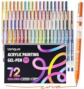 Joyask Acrylic Gel Pens, 72 Colored Pens for Black Paper & White Paper, 1.0 mm Point Colorful Pens for Coloring, Writing, Drawing, Journaling, Note Taking, Office, Home