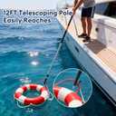 12FT Telescopic Extension Pole Boat Hook | Lightweight and Sturdy, Floats, Anodized Aluminum Pole | Threaded Port for Marine Accessories | Mooring, Pushing/Pulling, Navigation Marine Pole