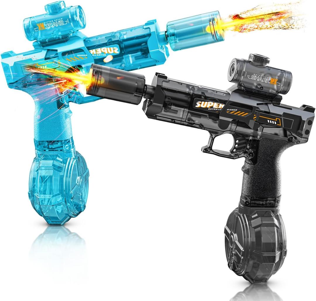 YRIOWMI Electric Water Gun,Full Automatic Electric Squirt Gun 28-32 FT Range Water Pistol Blaster Soaker,Water Playing Toys for Outdoor Yard Beach Pool (Blue+Black)