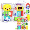 Toddler Toys for 1-2 Year Old Boy, Musical Montessori Busy Board, Early Educational Toy for Toddlers 1-3, Motor Skills Developmental Toy for 12-18 Month Age, Birthday Gift for 1+ Year Old Boy Girl, 3 Sides