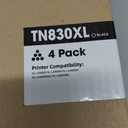 TN830XL TN830 XL/V/R Toner Compatible Replacement for Brother TN830XL TN-830 XL Black for HL-L2460DW DCP-L2640DW MFC-L2820DW L2820DWXL 2405W L2400D L2480DW Toner TN830 V/R,4P
