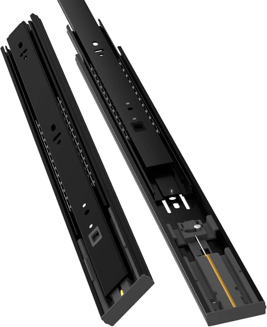 1 Pair Soft Close Drawer Slides Rails 12 14 16 18 20 22 24 Inch 100 lb Load Capacity Side Mount Full Extension Cabinet Runner Self Slow Closing Ball Bearing Metal Dresser Black， 20 inch