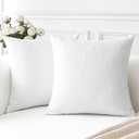 OTOSTAR Linen Throw Pillow Covers Set of 2 Decorative Square Pillowcases Cushion Covers 18x18 Inch for Home Decor Sofa Bedroom Car 45 x 45 CM Pure White