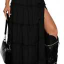 SHENHE Women's Plaid Maxi Skirt High Slit A Line Flowy Tiered Ruffle Y2k Vintage Long Skirt (Medium)