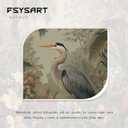 Vintage Heron Canvas Wall Art, Elegant Heron Among Tropical Foliage Print, 24"L x 16"W