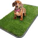 Ottomanson Artificial Grass Puppy Potty Training Pad with Tray, 15" x 30" Reusable Pee Pad for Small Pets and Dogs (Pet - 15" x 30", A Black Tray/Grass)