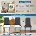 Stretch Dining Room Chair Covers Set of 6, Removable Washable Chair Covers for Dining Chairs,Dining Room, Hotel, Ceremony (Large-6 Pcs, .Black)