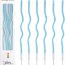 Cwise 24 Count Twisty Birthday Candles Spiral Birthday Cake Candles with Holders Light Blue Colors Cake Candle for Birthday, Party and Cake Decoration (Blue)