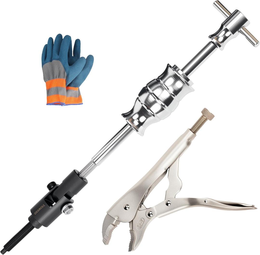 Locking Pliers Slide Hammer Puller Set, 9.8 in Locking Pliers 2 lb Slide Hammer with Quick Release Swivel Connector, Vise Grip Slide Hammer for Nail Bolt Pin Seal CV Axle Removal Tool