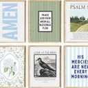 Blue Green Christian Wall Art Decor Bible Verse Canvas Poster Preppy Scripture Pictures Trendy Religious Prints Aesthetic Floral Artwork Painting for Bedroom Living Room 8x10 Inch Unframed Set of 6