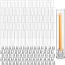 24 Set Glass Hurricane Candle Holders Bulk 12.6" Open Ended Glass Candleholder Tube Shape Bottomless and 2.2" Taper Clear Candlestick Holders for Wedding Table Centerpiece (Clear)
