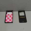 KANGHAR Compatible with iPhone 17 Pro Case, Silicone Checkered Cute Pattern, Finger Hold Wristband Kickstand Camera Protection Soft Slim Phone Case for Girls Women -Pink