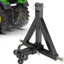 3 Point Trailer Hitch 2" Receiver Trailer Ball Hitch with Towing Hook,3 Pt Farm Equipment,Subcompact Attachmnt for Tractor Standard Category 1,Heavy Duty Drawbar Compatible with Kubota John Deere